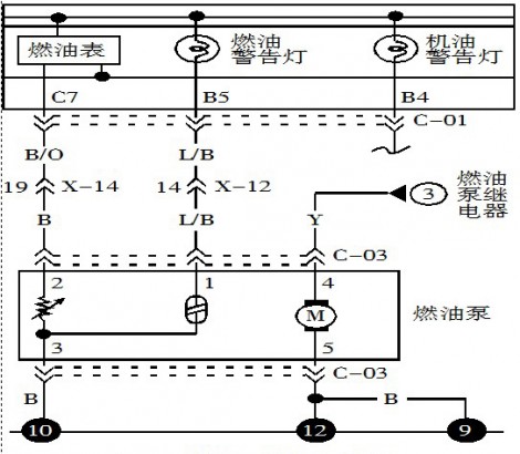 图2 燃油泵搭铁电路