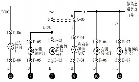 图3 转向灯搭铁电路图